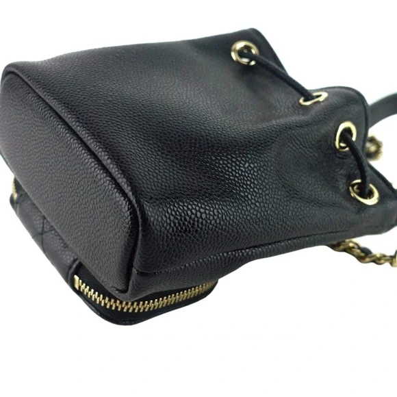 CHANEL Mini CC Black Pocket Caviar Leather Gold Chain & Leather Strap Bucket Bag - Picture 7 of 12